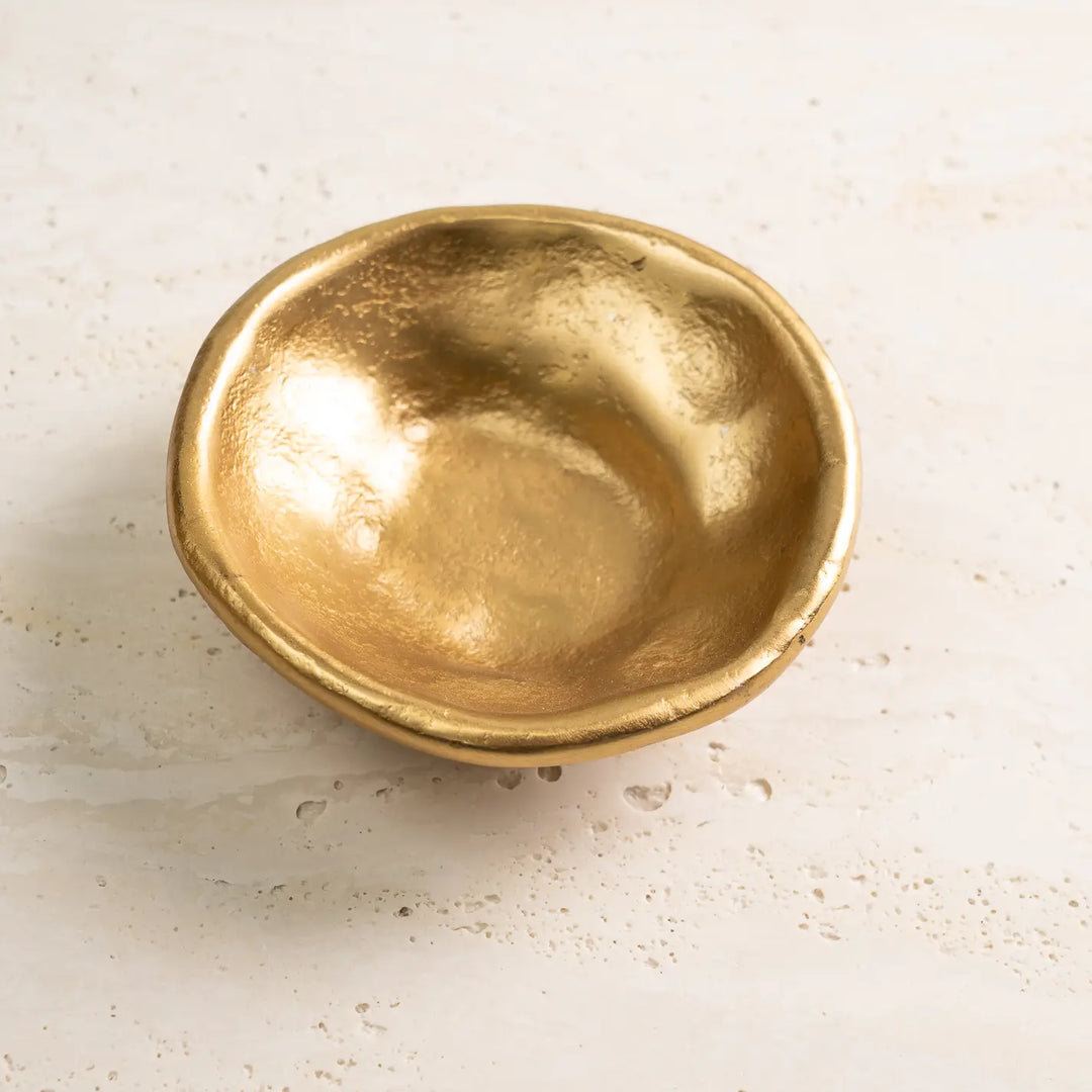 Small Textured Gold Free Form Bowl