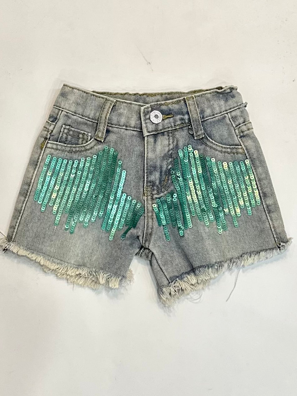 Kids Sequence Frayed Shorts