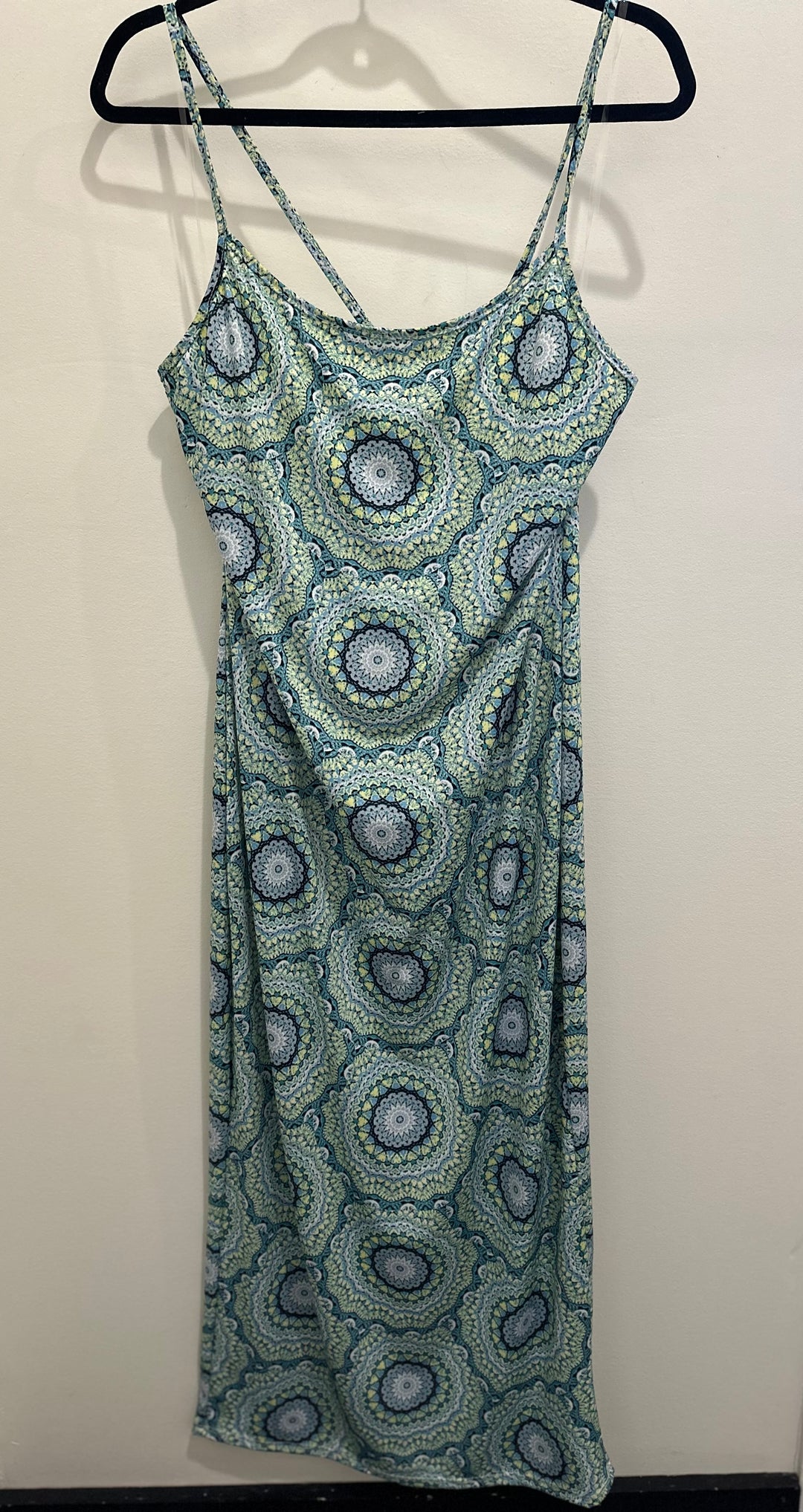 Lime/blue Boho Midi Dress