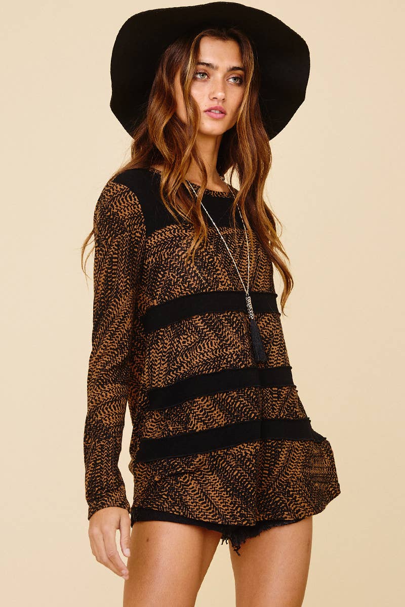 Black/Brown Long Sleeve Tunic