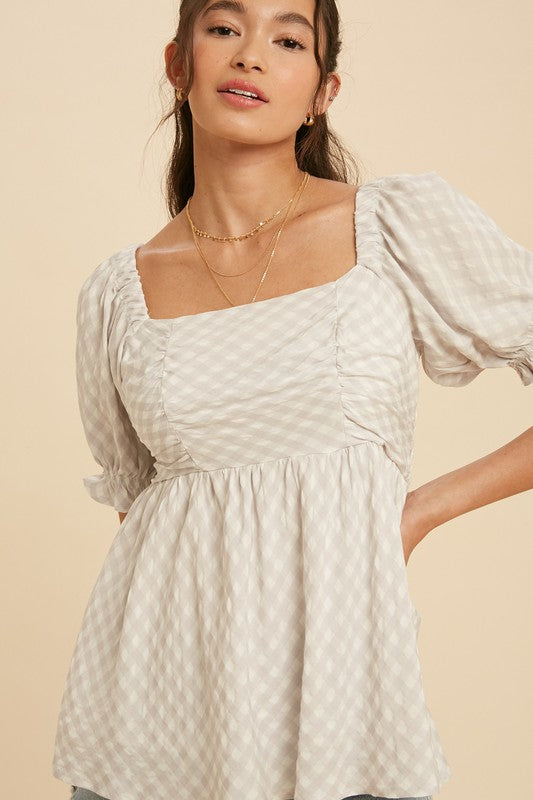 Square Neck Peplum Top