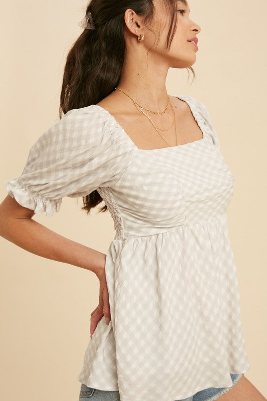 Square Neck Peplum Top