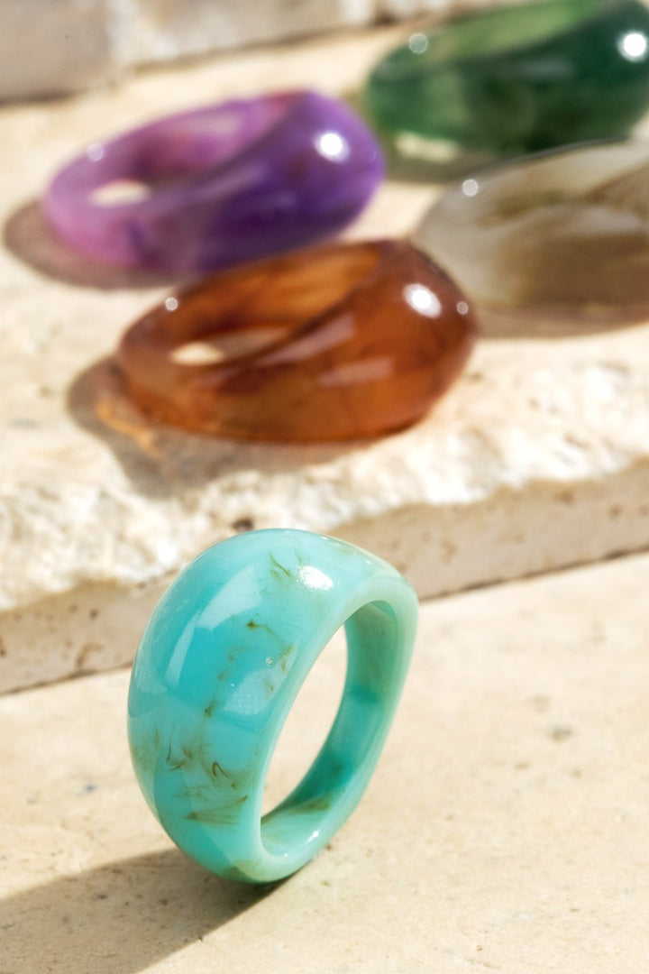 Marble and Acrylic Dome Ring
