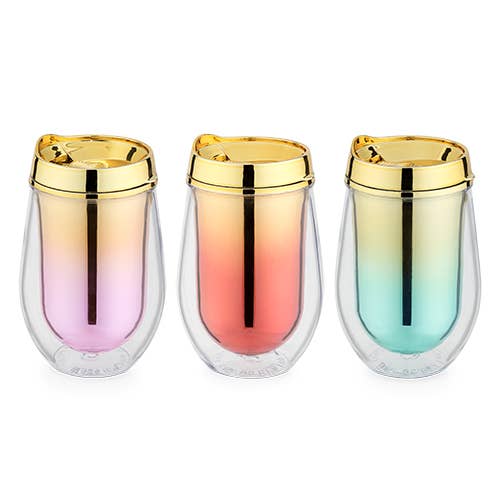 Assorted Metallic Ombre Stemless Wine Tumblers