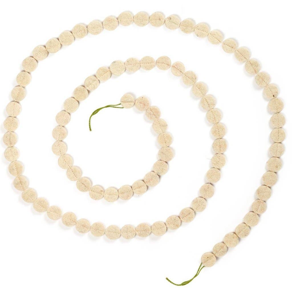 Small Dots Garland in Cream Hand Felted Wool