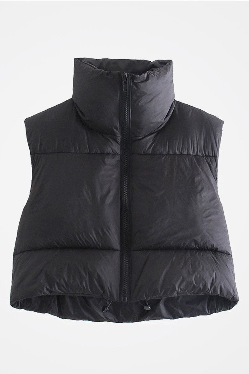 Collared Crop Puffer Down Vest