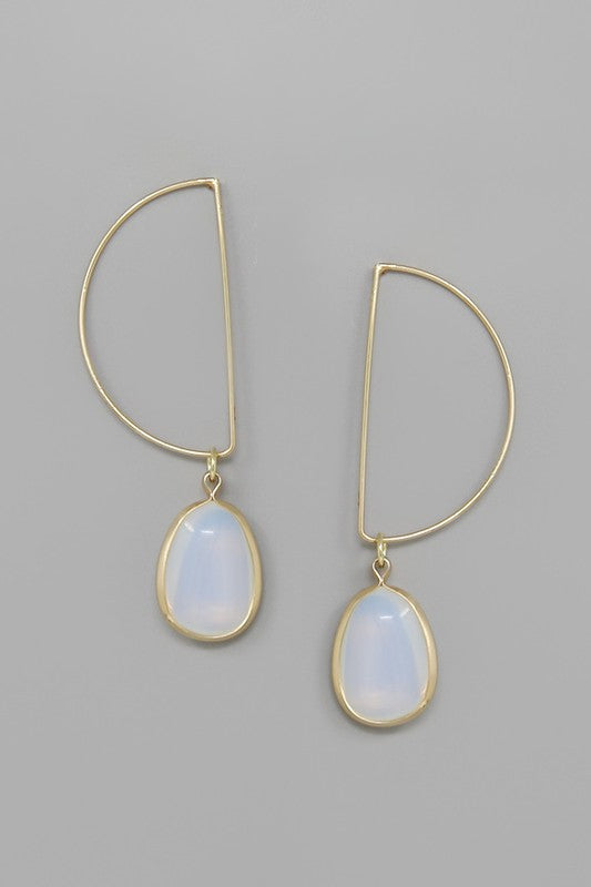 Natural Stone Half Circle Drop Earrings