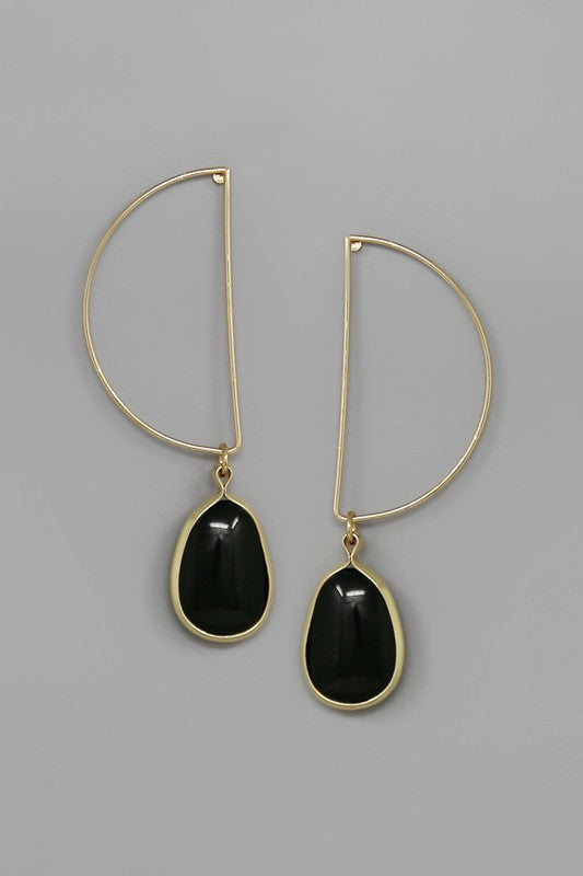 Natural Stone Half Circle Drop Earrings