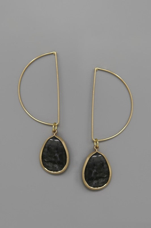 Natural Stone Half Circle Drop Earrings