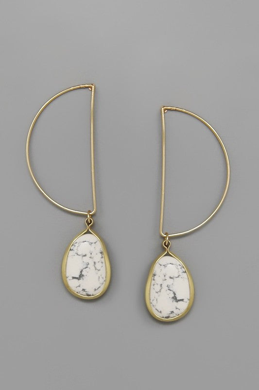 Natural Stone Half Circle Drop Earrings