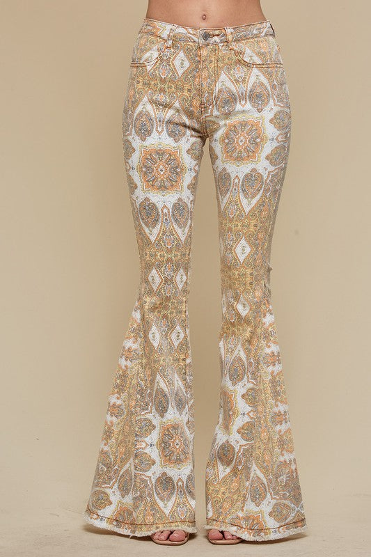 Mandala Daisy Printed Flares