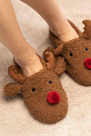 Christmas Red Nose Reindeer Slippers