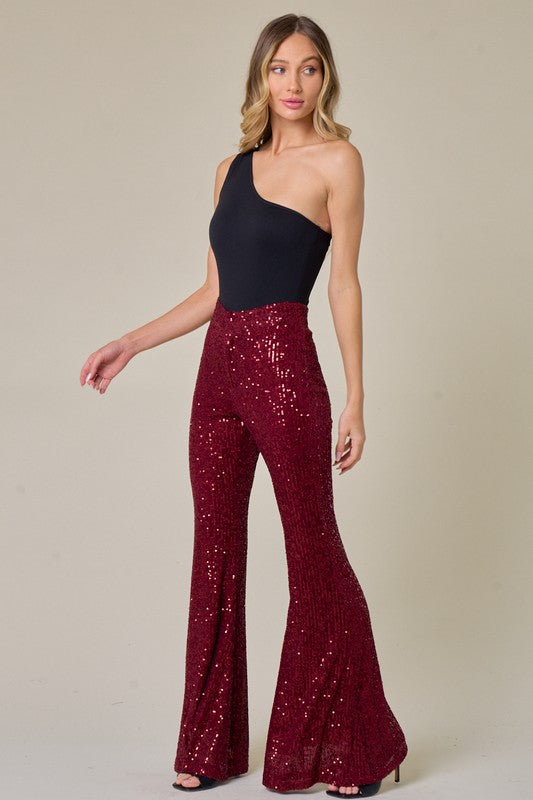 Sequins Flared Leg Pants