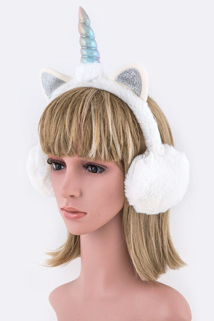 Glitter Unicorn Plush Ear Muffs