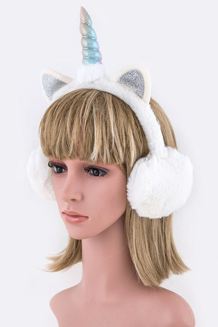 Glitter Unicorn Plush Ear Muffs