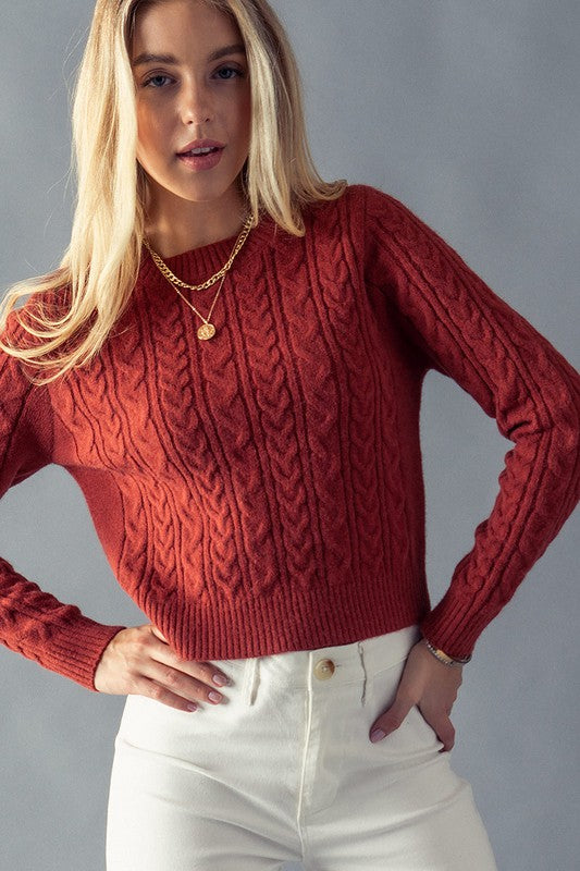 Soft Touch Cable Knit Cropped Sweater