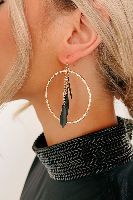 Hoop Earring w/ Black Dangle Charm