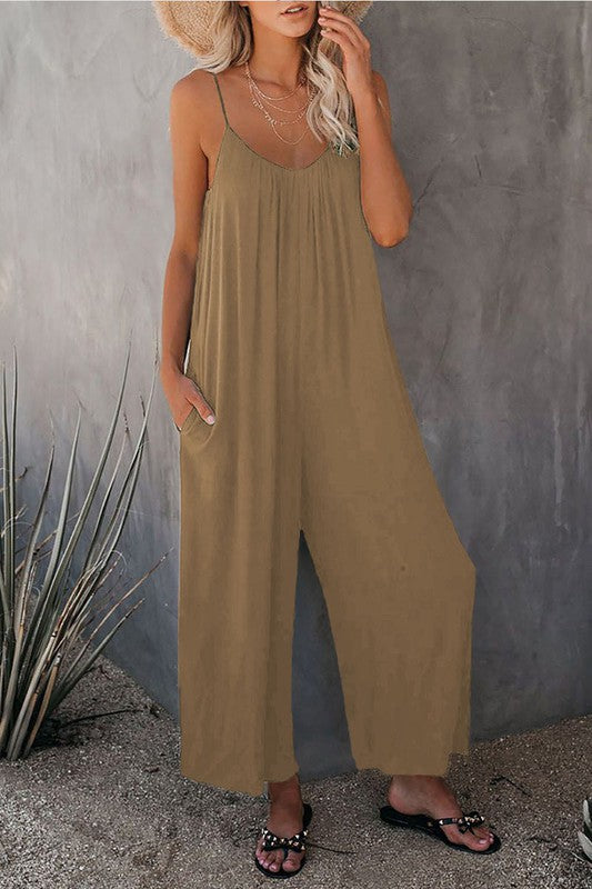 Spaghetti Strap Loose Fit Jumpsuits