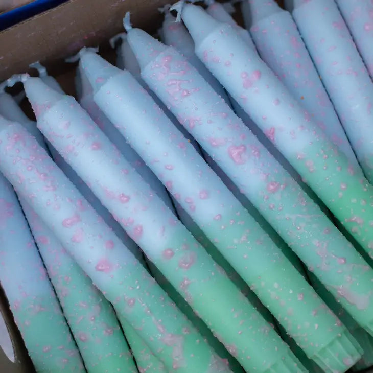 Taper Candles- Turquise/Mint, Pink Drops