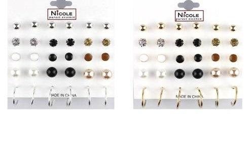 Stud-Hoop 15Pair Set