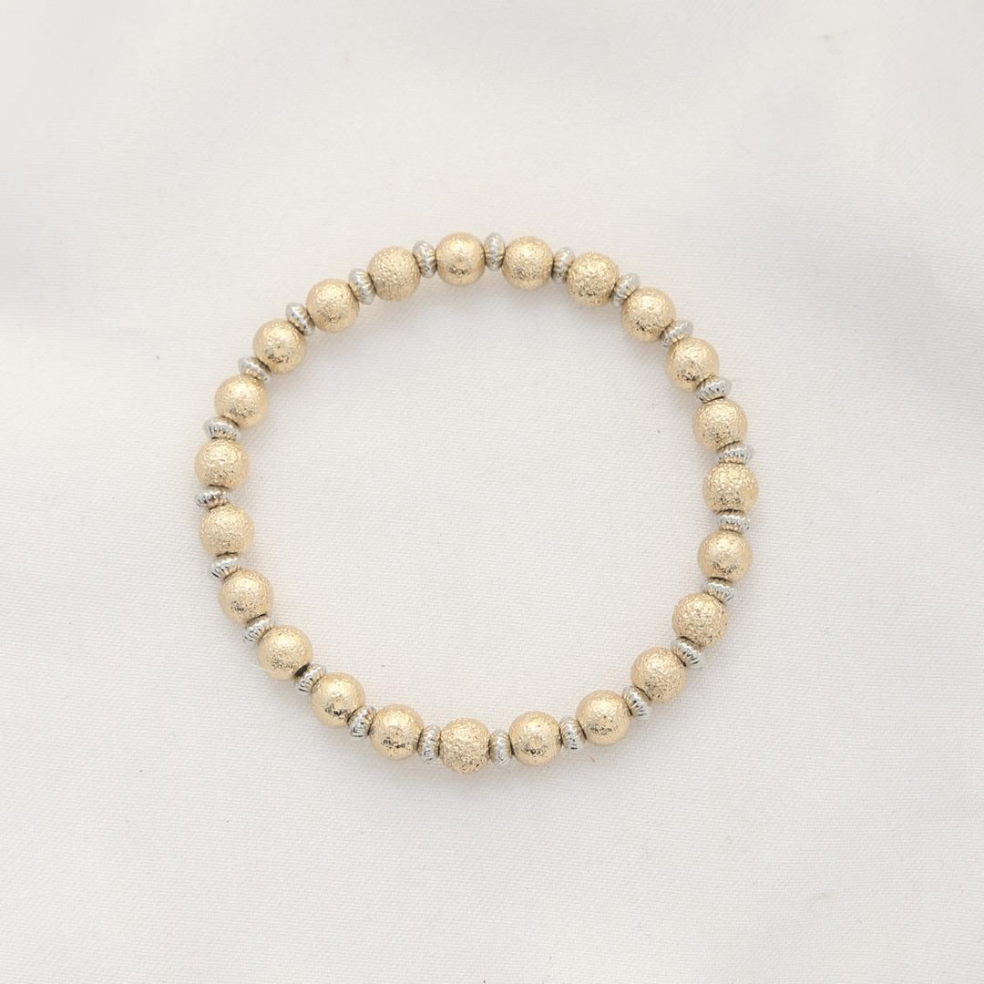Texture Bead Metal Disc Bracelet