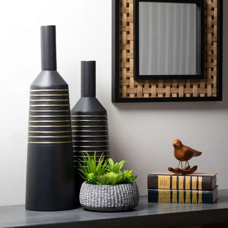 Square Mirror With Weave Inset