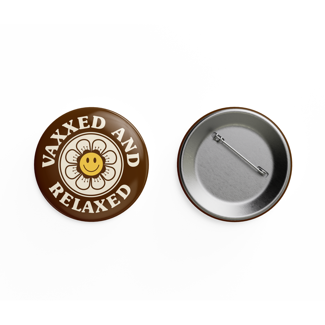 Vaxxed and Relaxed Retro Pin