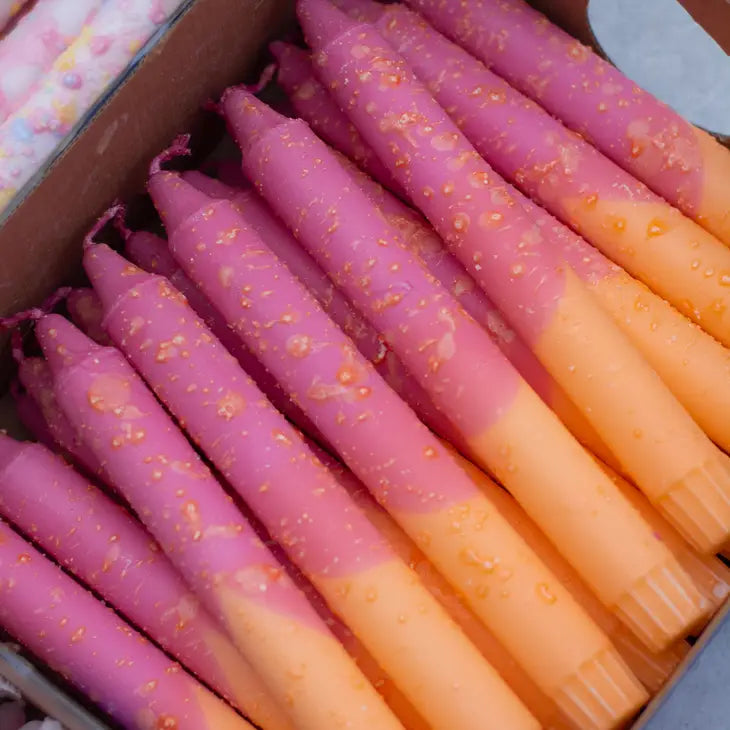 Taper Candles- Fuschia/Orange, Orange Drops