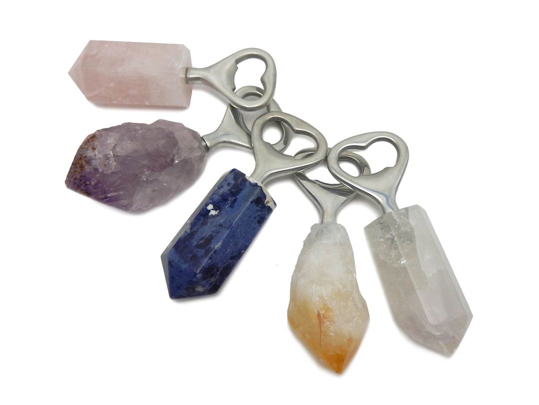 Natural Stone Bottle Opener Citrine, Agate, Rose and Crystal Quartz, Sodalite, & Amethyst Openers- Cutlery Collection