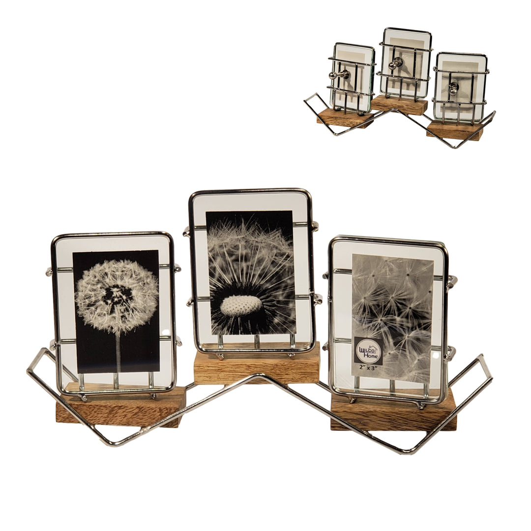 Triple Transversal Floating Photo Tension Frame 2x3"/Wd Base