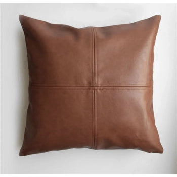 Faux Leather Throw Pillow Cover- Quad stitch
