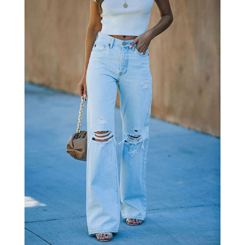M LIGHT BLUE New Women's Ripped Jeans by Mode Level