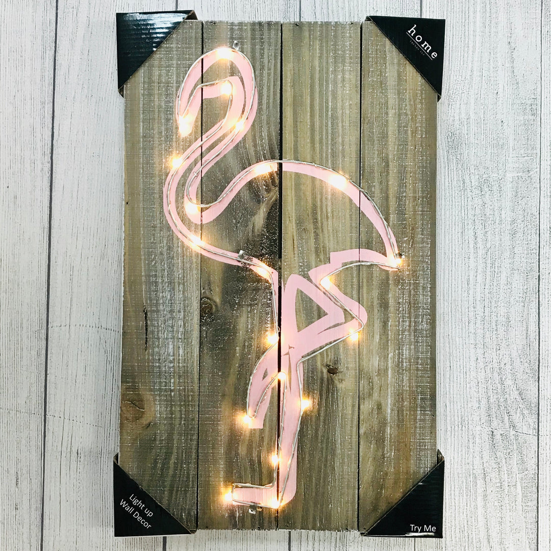 Wood Pallet "Flamingo'' Lights Up Sign