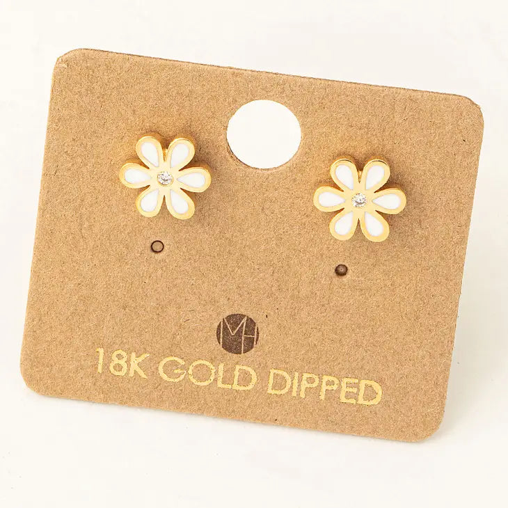 Enamel Fower Stud Earrings