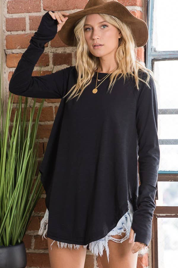Round Hem Long Sleeve