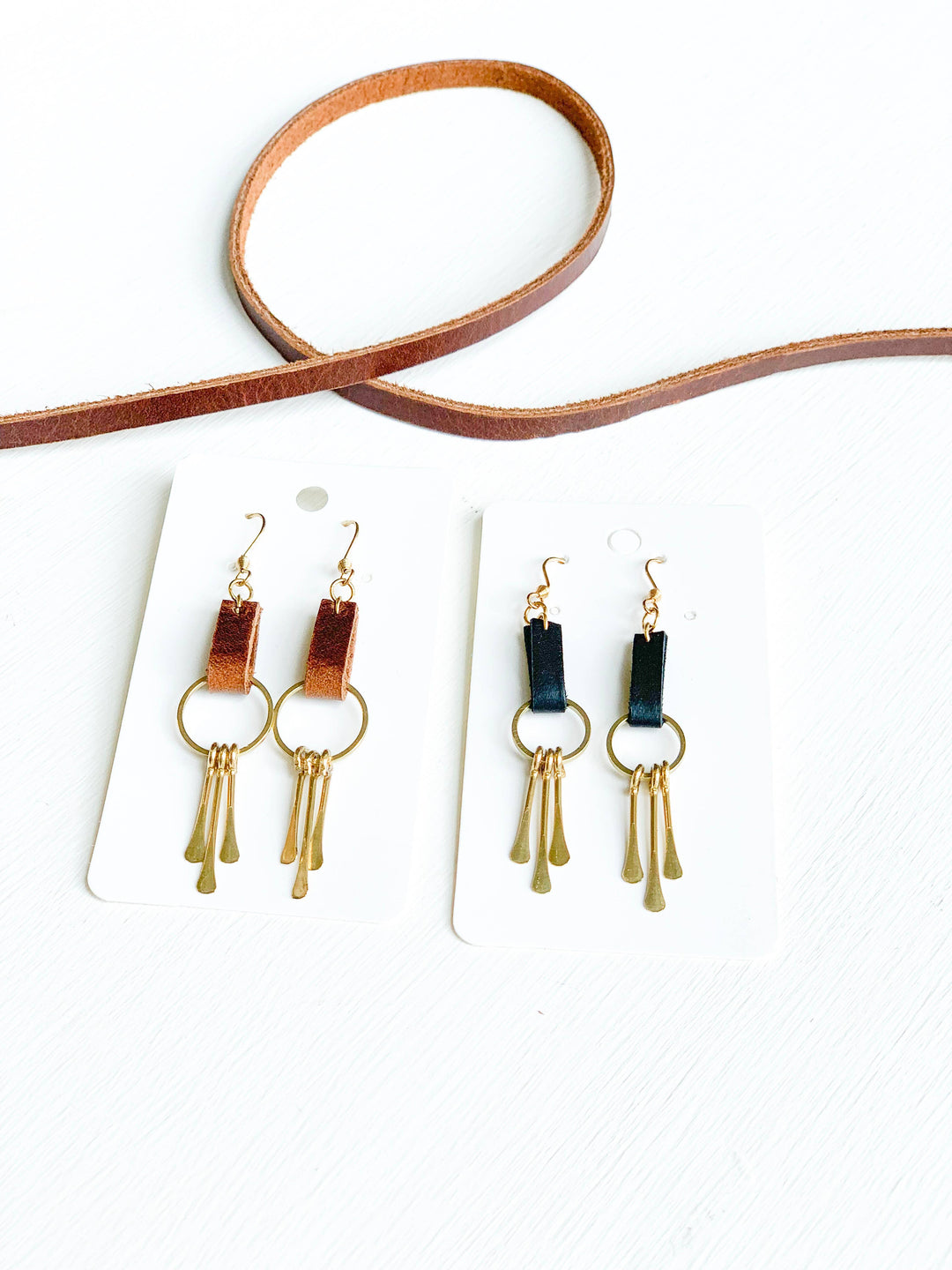 Leather Fringe Dangle Earrings