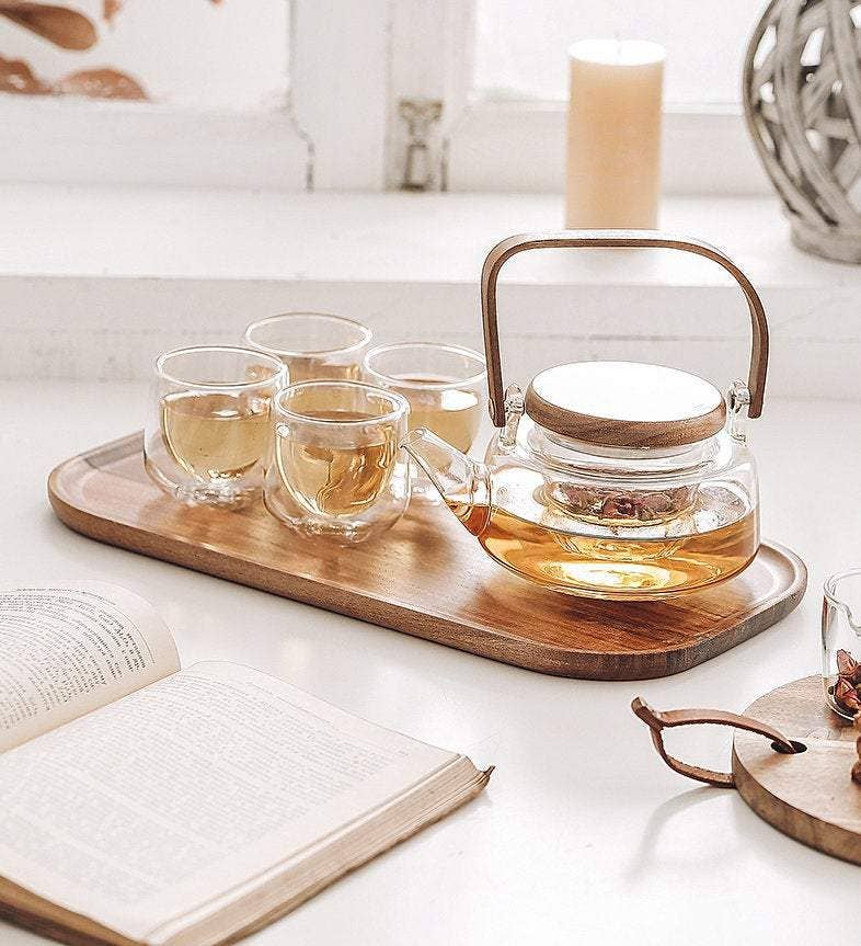 Japanese Style Tea Set With Wood Tray