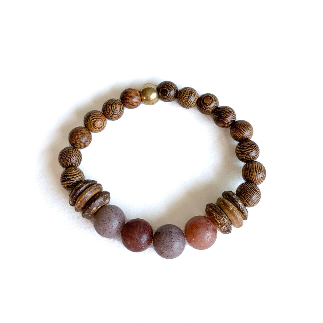 Matte Aventurine and Wood Diffuser Bracelet