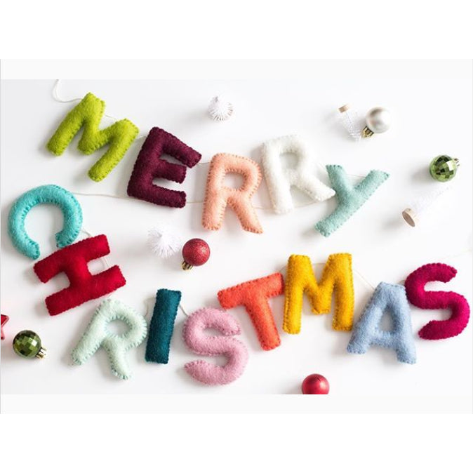WOOL Merry Christmas Letter Garland