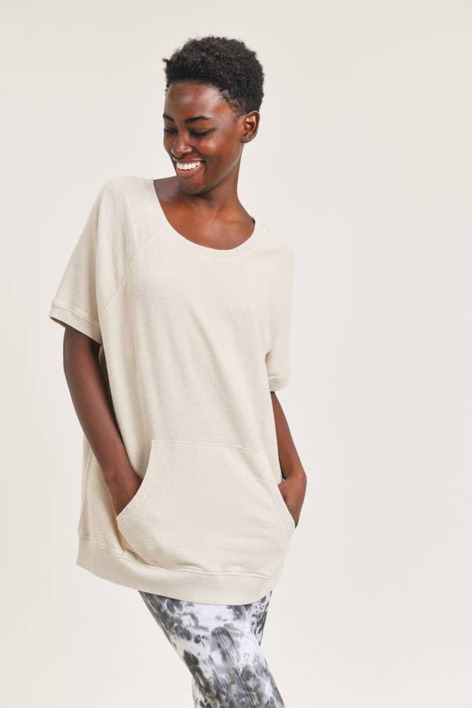 Cotton Terry Mineral-Washed Raglan Top