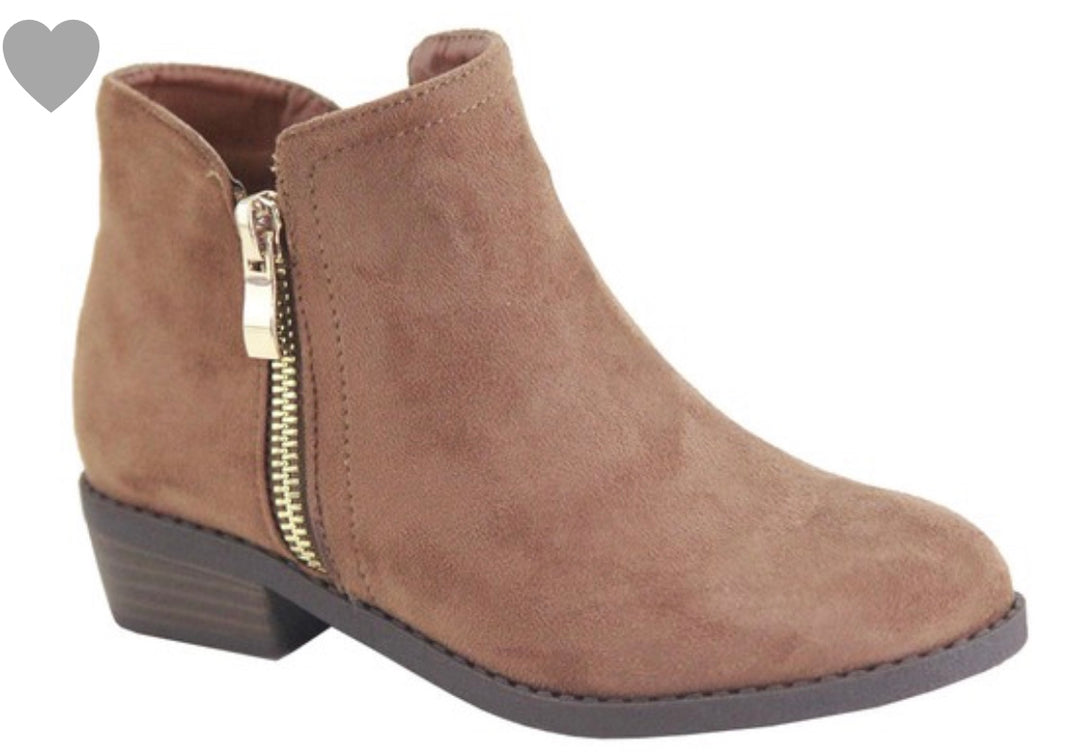 Tan Suede Kids Bootie