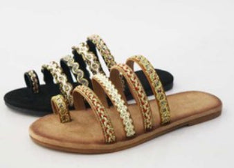 Boho multi color strapped sandals