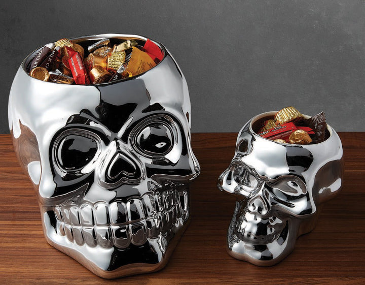 Silver Skull Candy Bowl - large