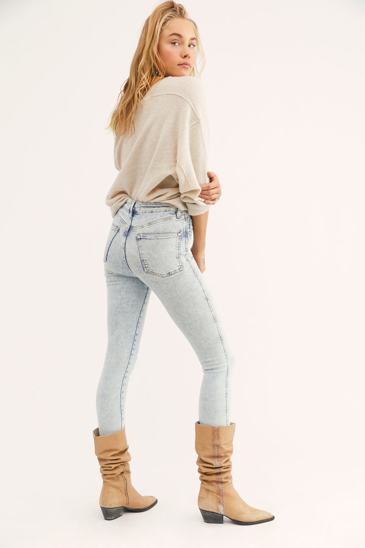 Free People Straight Leg Raw Hem Jeans