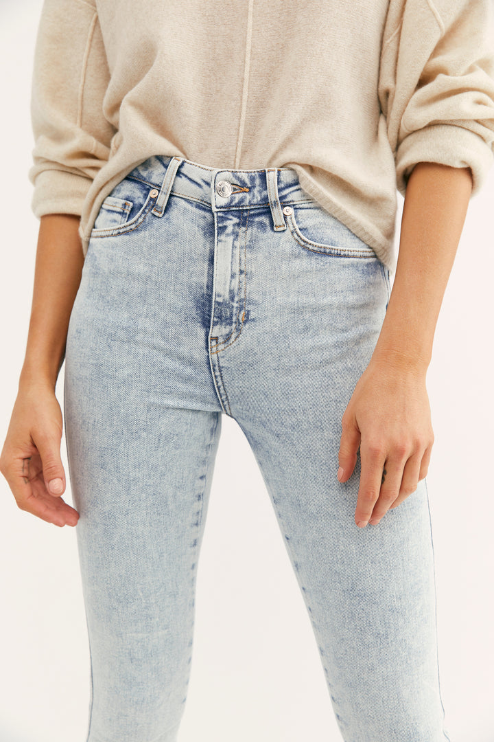 Free People Straight Leg Raw Hem Jeans