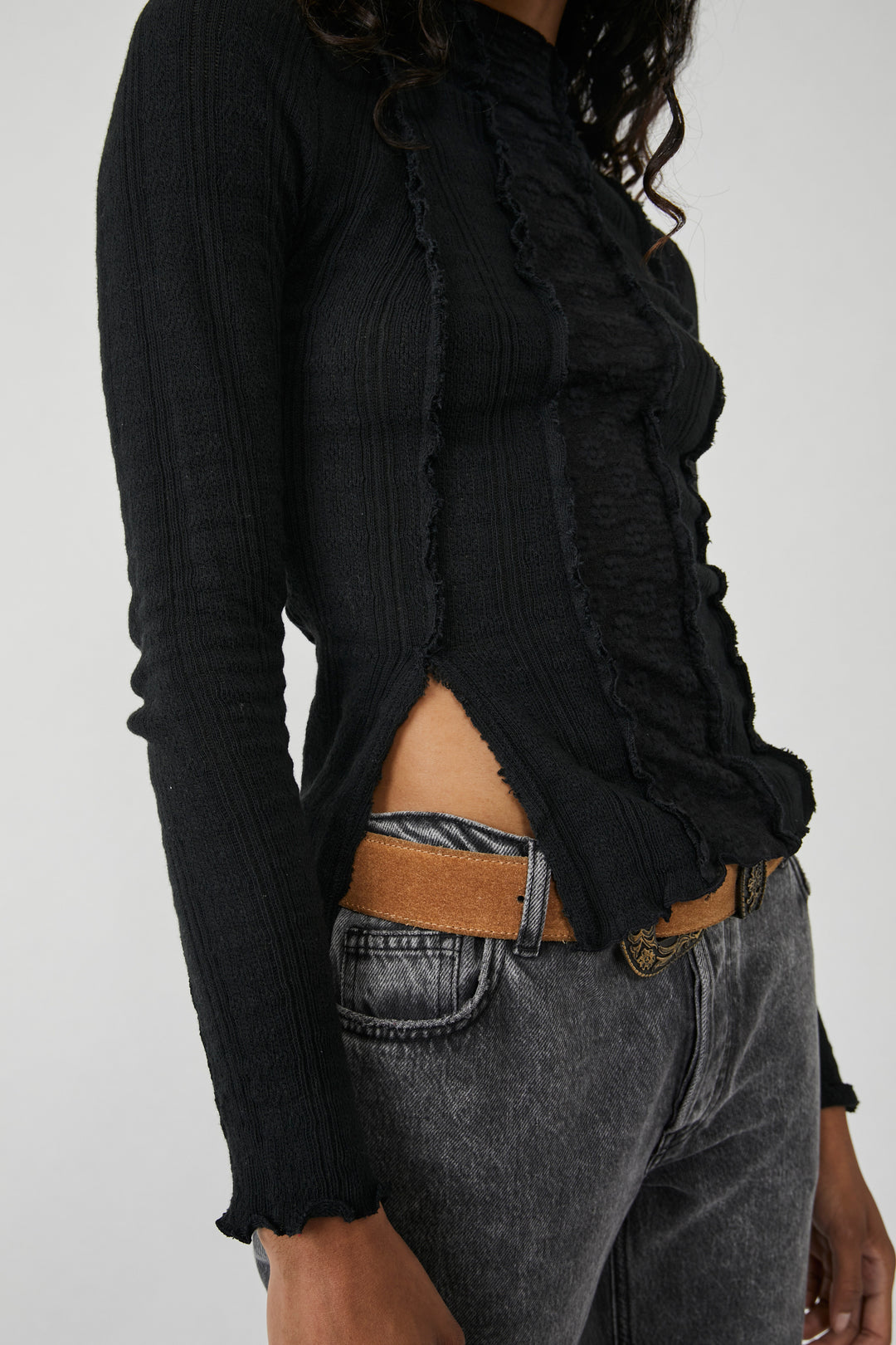 Free People Washed Black Lula Top