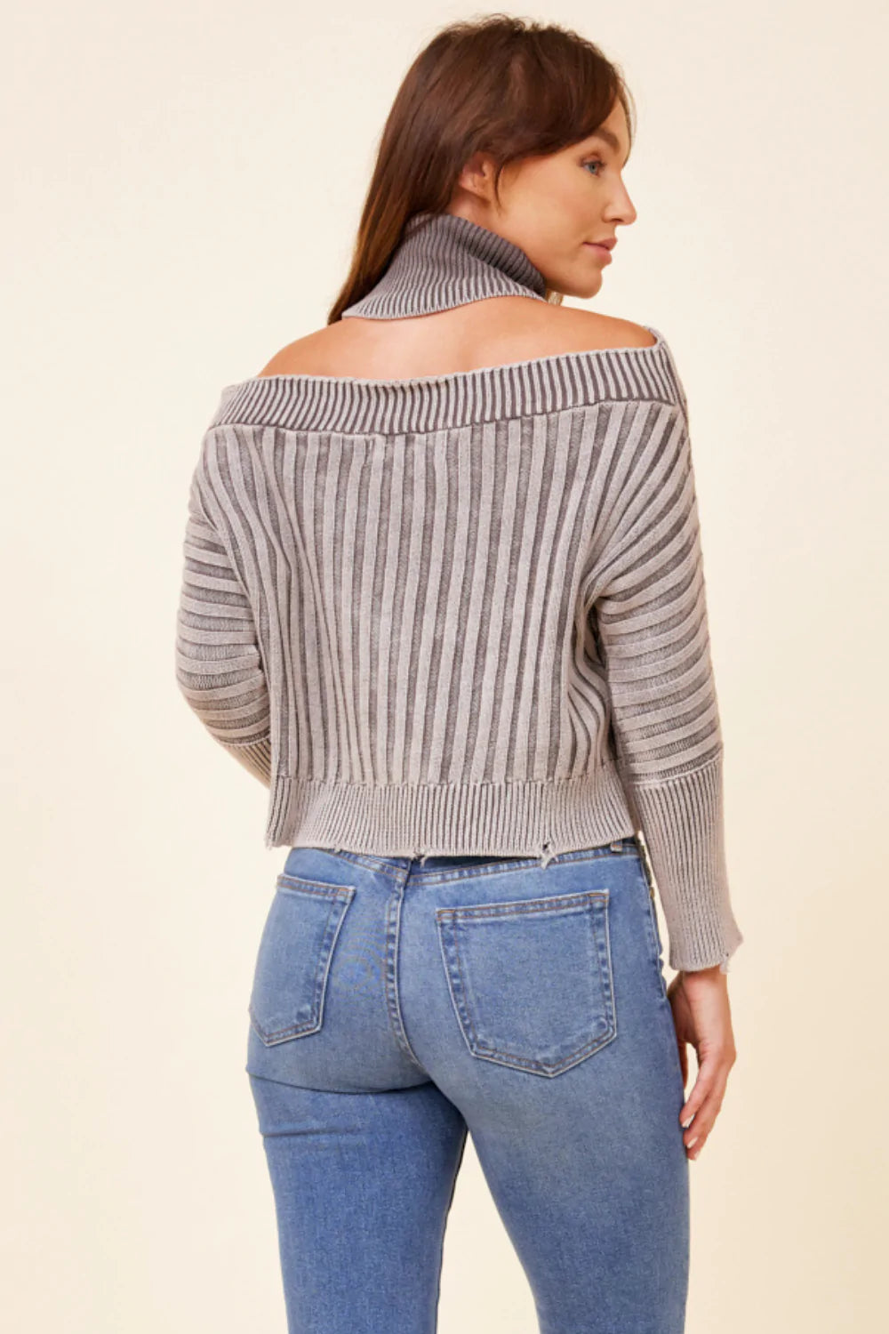 Vintage Havana Washed Hickory Cold Shoulder Sweater