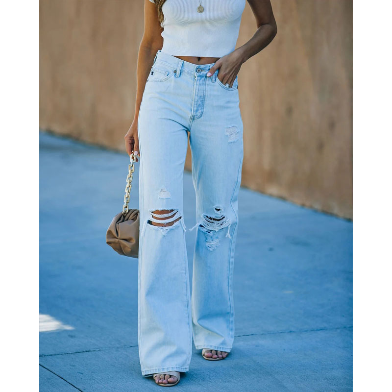 XL LIGHT BLUE New Women's Ripped Jeans by Mode Level