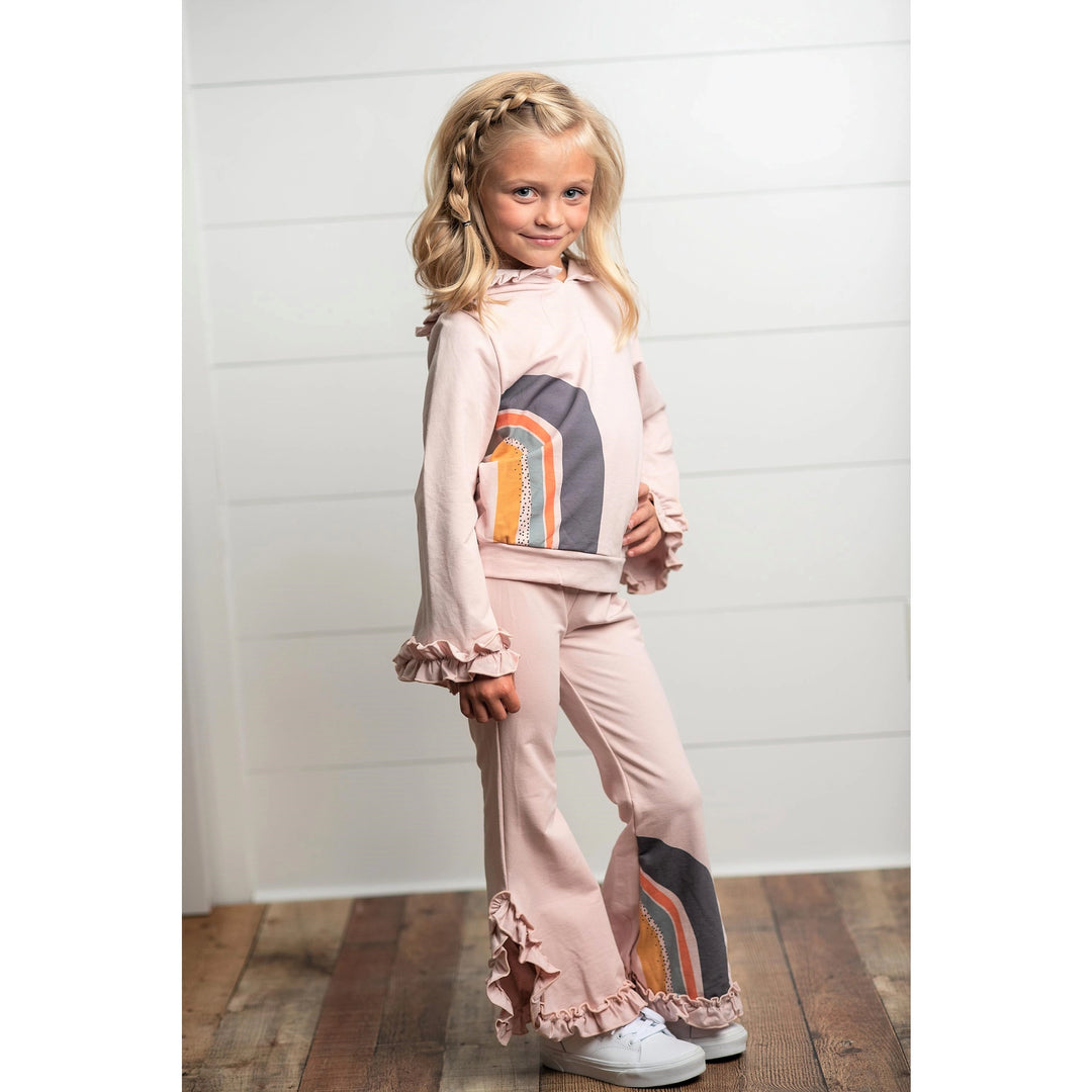 Girls Blush Rainbow Hooded Fall 2pc Sweatsuit