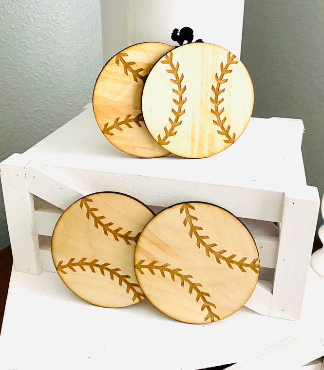 SET OF 4 Handmade Baseball Themed Coaster by CroBrosing